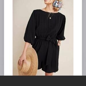 Anthropologie Francesca Black Belted Romper XS